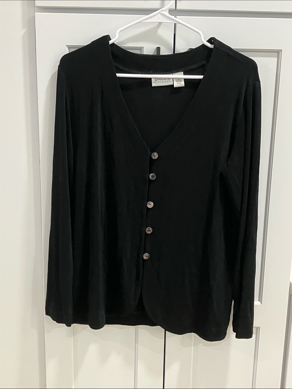 Chico’s Travelers Women’s Black Long Sleeve Stretchy Cardigan Sweater